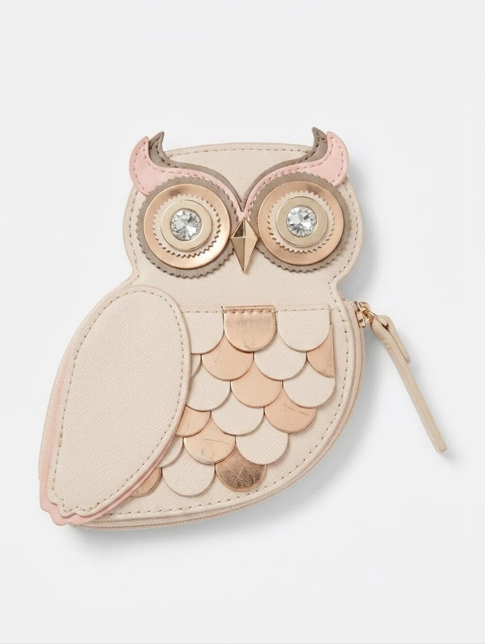 kate spade Blaze A Trail Beige and Pink Owl Coin Holder